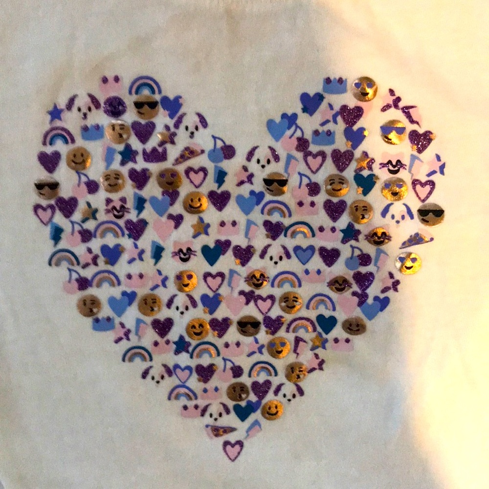 Gap long sleeve t-shirt heart and emoji decals